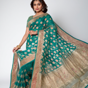 Organza Sarees with Intricate Meena Work