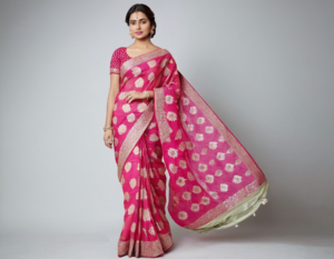 Organza Sarees with Intricate Meena Work