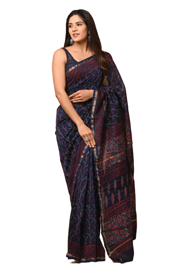 Hand Block Printed Chanderi Silk Sarees